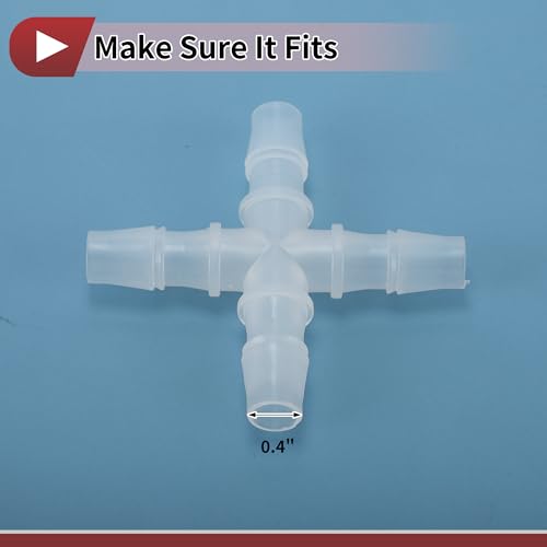 Plastic Hose Barb Fitting 3/8" OD Barb Cross 4 Way Pipe Connector Clear 10 Pcs - size: 3/8"OD