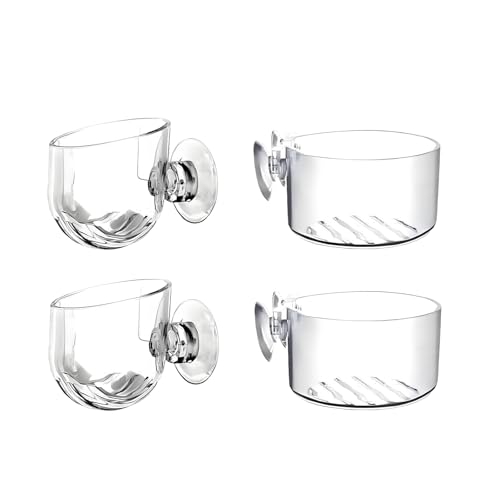 4Pcs Aquarium Plant Pot, Glass Fish Tank Planter with Suction Cups, Plants Holder Decoration Cup