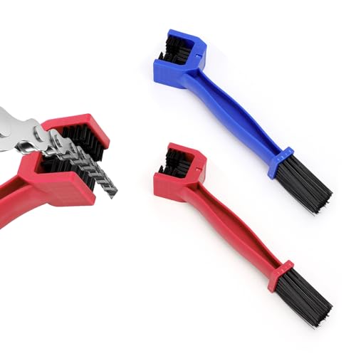 Ziciner 2 PCS Bike or Motorcycle Chain Washer, Motorcycle Chain Gear Dirt Clean Brushes, Universal Bicycle Chain Cleaning Brush Tool for Mountain Bike Heavy Duty Motorcycle (1 Red+ 1 Blue) - color: 1 Red+1 Blue