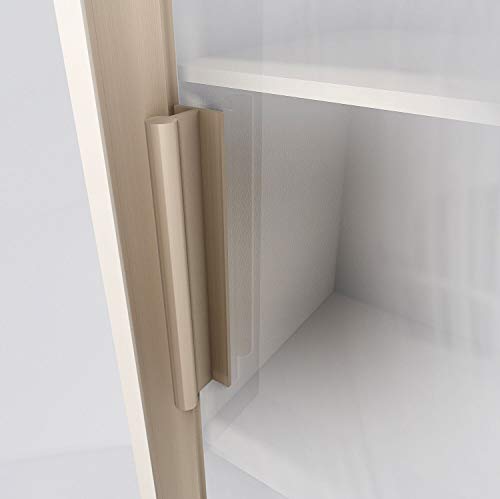 HRX Self-Adhesive Edge Fingerpull Door Handle - Easy to Install Screwless Peel and Stick on Glass, Wood, Metal, Plastic - Sliding Doors Knob for Kitchen Fronts, Drawers & Dressers Panels - 2 Pack - color: Champagne
