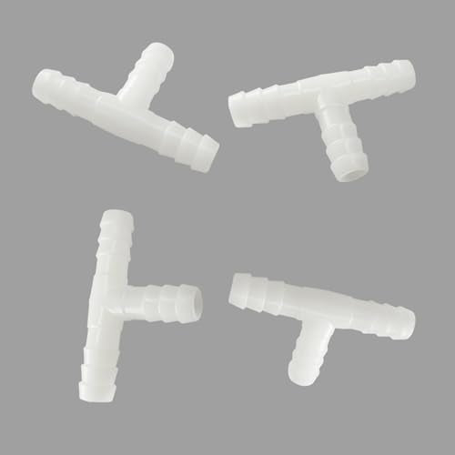 10PCS Plastic 3/8" Hose Barb T Shaped Tee Type 3 Way Equal Barbed Fitting Joint Splicer Mender Union Adapter for Aquarium Air Line Tube - size: 3/8 Inch