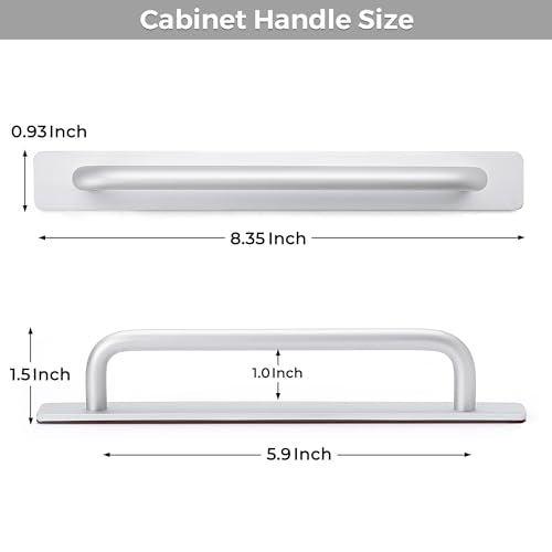 2 Pack Adhesive Handles Self Stick Instant Cabinet Handles 8.35" Stick on Cabinet Handles Drawer Push Pull Handles Helper Sliding Screen Door Handles for Sliding Closet Window Wardrobe - Silver - color: Silver, size: 8.35 In Length