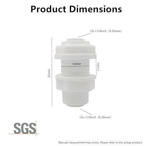 10 Pack 1/4" Bulkhead Connector Include 10 end Plug -Push to Connect Fitting for RO Reverse Osmosis Systems, 1/4" OD Tube, Water Filter & Plumbing Quick Connect Adapter - style: 1/4" X 1/4" Bulkhead Connector(10)
