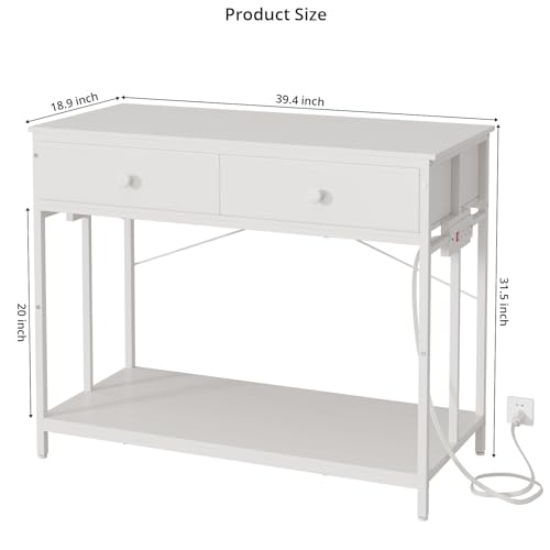 VOWNER 40 Gallon Aquarium Stand with Power Outlet, Metal Frame Fish Tank Stand with Cabinet Storage, Double Turtle Reptile Terrariums Tank Stand, 39.4" L*18.9" W Tabletop, 660LBS Capacity, White - color: White