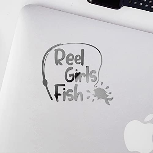 2 Pcs - Decal Stickers of Girls Fish (Metallic Silver) Premium Waterproof Vinyl Decal Stickers for Laptop Phone Accessory Helmet Car Window Mug Tuber Cup Door Wall Decoration Andskusd44381Si070722 - color: Metallic Silver, size: 4.4'' x 3.8''
