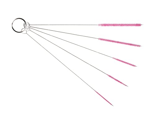 10" Tube Brush Set - 5-Pack Small Airbrush Cleaner Pink | Multi-diameter detailed nylon bristles, Snag-free flexible metal wire, Ideal for cleaning craft guns pipes and small vials - color: Pink, size: Small 5 Pack (2mm 3mm 4mm 5mm 6mm)