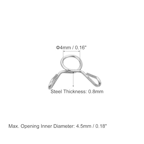 uxcell Fuel Line Hose Clips, 20pcs 4mm ID Fit 5-5.5mm OD Hose 304 Stainless Steel Water Pipe Air Tubing Spring Hose Clamps for Motorcycle Scooter - size: 4mm
