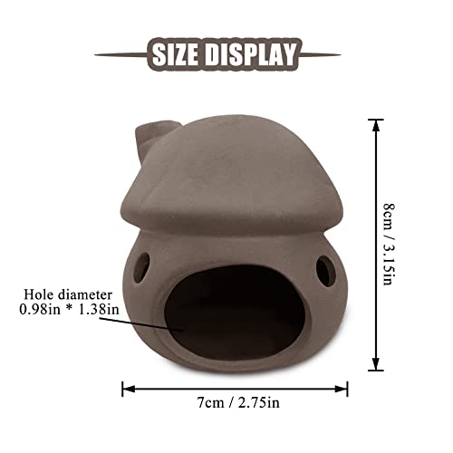 WishLotus Aquarium Cave Decoration, Durable Aquarium Fish Hideout Ceramic Fish Tank Ornament Mushroom House Fish Tank Betta Hidden Tunnel for Fish and Shrimp Rest Play and Natural Breeding (Brown) - color: Brown