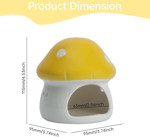 Aquarium Mushroom House Decorations, Ceramic Fish Tank Hideout Landscaping, Small Fish Hideaway Spawning Cave Decor for Shrimp Goldfish (Yellow) - color: Yellow