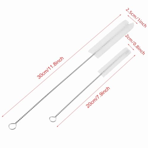 2Pcs Stainless Steel Aquarium Cleaning Brushes Wall Hook Design Flexible Tube Scrubber for Filter Pump Fish Tank