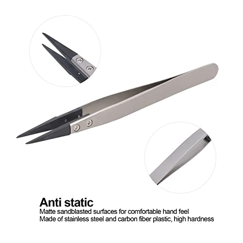 Plastic Tweezers, Anti-Static Rubber Tip Tweezers for Emiconductor Microelectronics