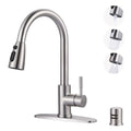 Kitchen Faucet with Air Gap: WOWOW Stainless Steel Kitchen Sink Faucet and Dishwasher Air Gap Kits for Kitchen Sink 2 or 4 Hole, Brushed Nickel Finish - color: A: Brushed Nickel, style: Kitchen Faucet with Air Gap Kit