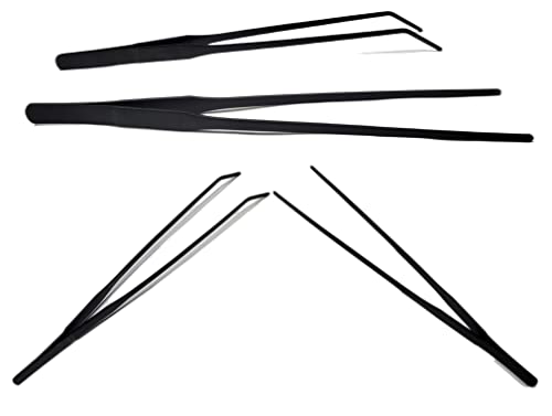 2Pcs 10.5" Reptile Stainless Steel Long Tweezers Feeding Tongs, Lizards Snake Gecko and Tarantula Supplies, Terrariums Aquarium Fish Tank Tools - 10.5" Black 2Pcs