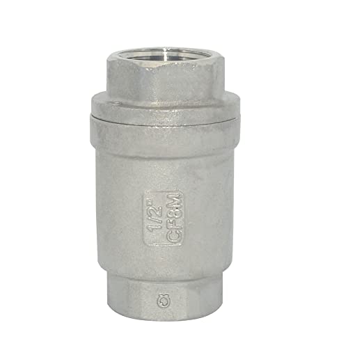 1/2" NPT Female WOG1000 Check Valve,Spring Loaded In-line Low Cracking Pressure,Stainless Steel SS316 CF8M