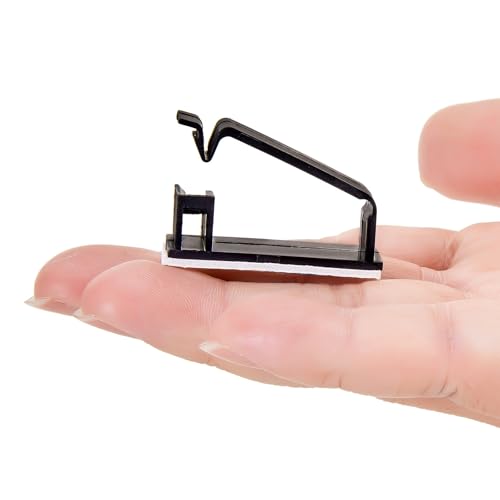 50Pcs Self Adhesive Cable Management Clips,Cable Organizers Wire Clips Cord Holder for PC Laptop Ethernet Cable Desktop Home Office(1.52’’ x 0.59’’ x 0.57’’, Black) - color: Black, size: 1.52’’ x 0.59’’ x 0.57’’