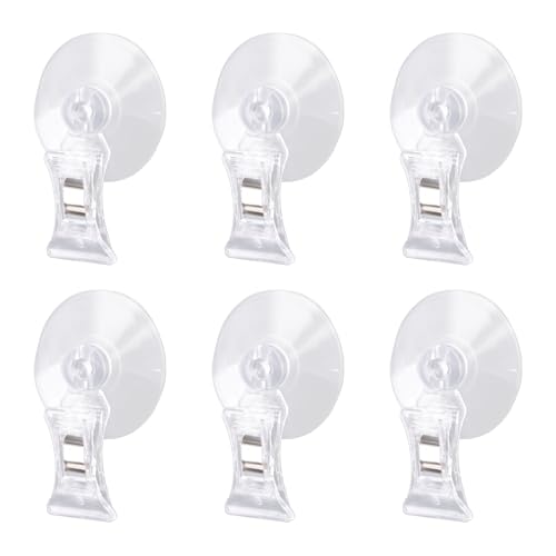 6pcs Aquarium Suction Cup with Clips, Clear Fish Feeding Tool Strong Veggie Feed Holder Plant Leaf Clip for Fish Tank Accessories
