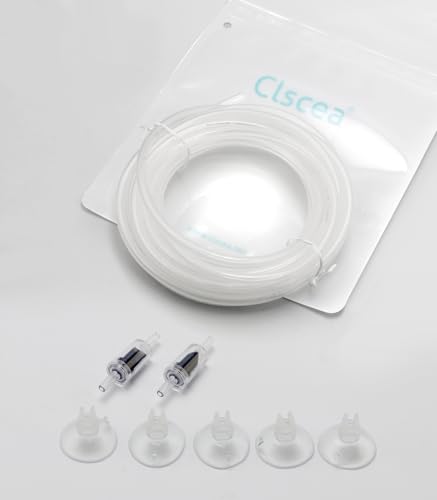 19.7ft Aquarium CO2 Proof Tubing Flexible Kink-Resistant PU Tube 3/16" with Suction Cups Check Valves, Clear - color: Clear with bag