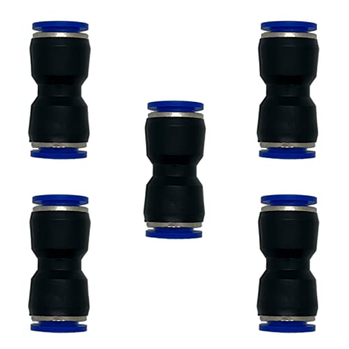 zjxed 1/2" OD x 1/2" OD Pneumatic quick Connector Push to Connect fittings Straight Union/Coupler (Pack of 5) - size: 1/2 inch-1/2 inch
