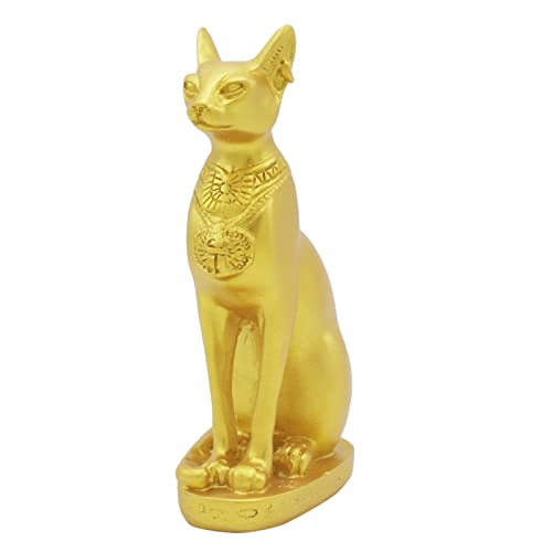 Aquarium Ancient Egypt Fish Tank Decorations Cat Goddess Bastet Reptile Turtle Lizard Spider Tanks Terrarium Egyptian Temple Décor Ornament Pet Gold - color: Cat Bastet Gold