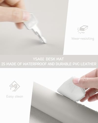 YSAGi Non-Slip Leather Desk Pad, Waterproof Laptop Computer Desk Keyboard Mat, Table Protector Blotter Mat, Large Mouse Pad for Office/Work/Home/Decor(Apricot Gray, 23.6" x 13.7") - color: Apricot Gray, size: 23.6" x 13.7"