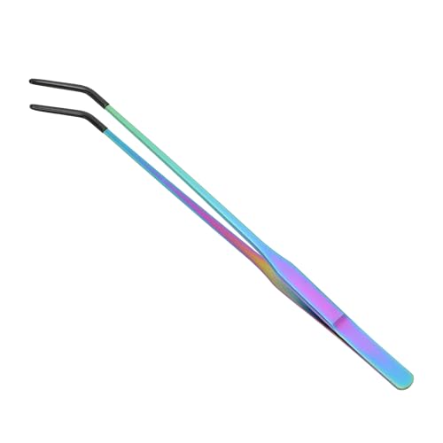 Reptile Feeding Tongs, Stainless Steel Lizard Feeding Tongs, Aquarium Curved Feeding Tweezers for Reptiles W/Rubber Tip, Terrarium Feeding Tongs for Gecko,10.63", Assorted Color