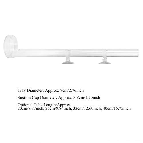 Shrimp Feeding Tube and Dish Set,Acrylic Shrimp Feeder Tube Feeding Dish Bowls for Fish Aquarium Shrimp Fish, with 2 Suction Cups,Fish Feeding Supplies(Tube Length 20cm)