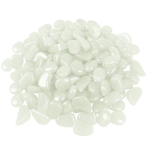 4.8Lbs 1100pcs Glow in The Dark Stones Garden Pebbles Rocks Indoor Outdoor Decor Luminous Stone for Walkways Driveway Yard Grass (White in Daytime, Blue in Night) - color: White, size: 1100