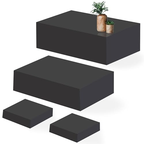 Glossy Large Buffet Risers Set of 4, 16"x8"x5" Display Stands, Black Acrylic Food Risers for Party, Dessert Table, and Catering, Nesting and Stackable Display Risers - size: Large 02-black
