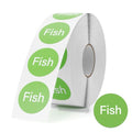 1000 Pcs Fish Food Labels 1 Inch, Vinyl Green Round Food Stickers Waterproof Oil Proof Adhesive Roll for Deli Sandwich Shop Seafood Market Catering Restaurant
