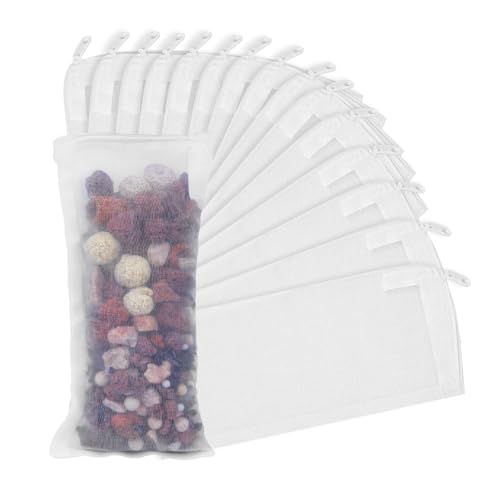 15PCS Media Bags for Aquarium, Extra Fine Mesh Bag Reusable Nylon Net Aquarium Filter Bags with Plastic Zipper for Extra Fine Resins Filter, 3.1 x 7.9 Inch - color: Extra Fine, White 15Pack, size: 7.9 x 3.1 Inch