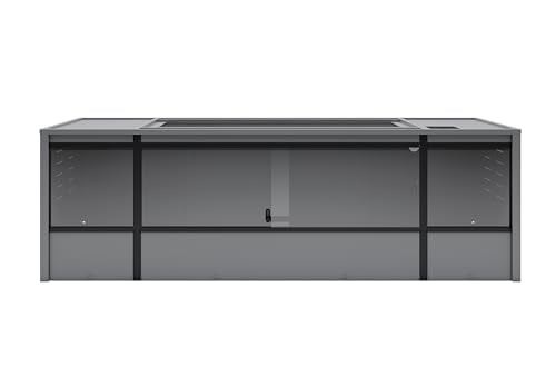New Age Pet ECOFLEX 72" Wide Large Reptile Habitat, Mojave Lounge for Snakes, Tortoises & Lizards in Maple, Black & Grey, Easy Assembly, Sliding Glass Doors & Mesh Top - color: Grey, size: Jumbo