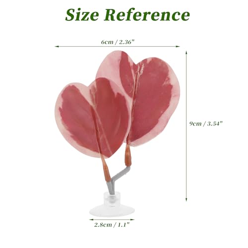 Betta Fish Bed, Betta Leaf Bed, Plastic Betta Hammock, Betta Hammock Pad with Suction Cup, Betta Heart-Shaped Leaf Bed Aquarium Decor, Pink 2 Pcs