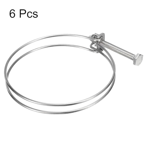 uxcell 6Pcs Double Wire Hose Clamp, 110-120mm Adjustable Stainless Steel Wire Hose Clips with M8 Bolt for Dust Collection Hose, Pump Hose Pipe - size: 110-120mm