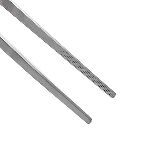 Bonsicoky 15 Inch Stainless Steel Tweezers, Non-Slip Long Straight Tweezers Tongs Tool with Precision Serrated Tips for Aquarium, Garden, Kitchen - size: 15 Inch (1PCS)