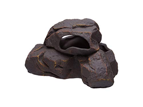Aquarium Ceramic Decorations Cave Betta Stone Decor - Aquarium Fish Tank Hideway Decor for breeding Cichlids Plecos Betta Toys Hideout (Magma Rock)