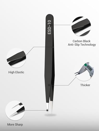6-Pieces Precision Tweezers, Stainless Steel Long Tweezers,Anti-static Craft Tweezers For Electronics,Splinter Removal,Soldering,Jewelry Making,Eyelash Extension