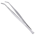 Long Forceps Tweezers, Serrated Bent Flat Tips Precision Curved Science Surgical Tongs Jewelers Needle Metal Sewing Sharp Small Kitchen Cooking Tweezers With Teeth Knurled Handles (1PCS) - color: Bent -1pcs-8inch
