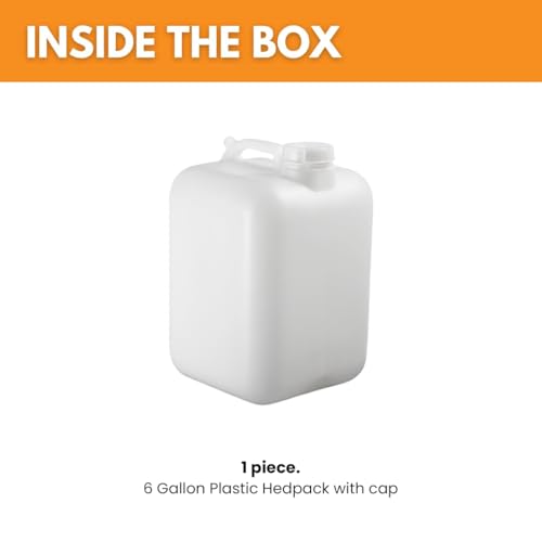 FastRack 6 Gallon Hedpak Water Container with Screw Cap | Single BPA-Free Food-Grade HDPE Jug | Leak-Resistant | White | For Brewing, Fermentation & Water Storage - size: 1 Pack - 6 Gallon