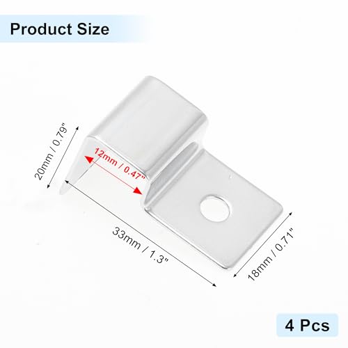 4 Pcs Aquarium Lid Clips, 12mm Aquarium Cover Support Clamps, Aquarium Cover Holder Lid, Stainless Steel Aquarium Tank Cover Clamps Set, Silver Tone