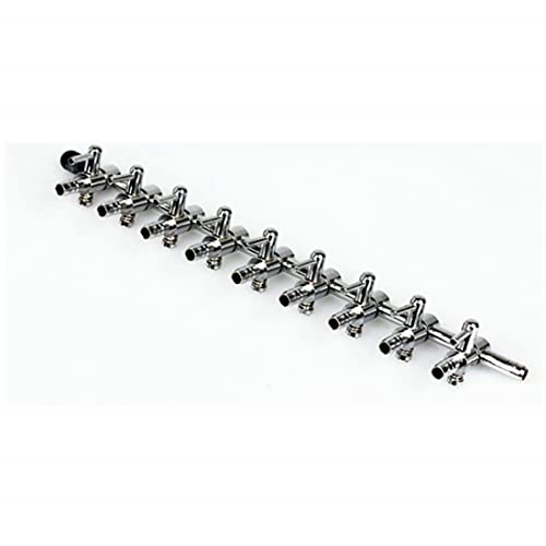 Aquarium Fish Tank 9- Way Air Pump Control Valve Manifold Taps Silver Tone