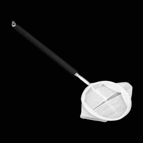 20-57.5cm Stainless Steel Adjustable Aquarium Fish Shrimp Net with Wall Hook Expandable Fishing Net for Tank Cleaning and Hexapod Catching - style: Black Round Net