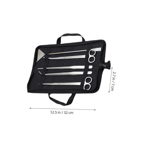 5pcs Aquarium Plant Maintenance Tool Stainless Steel Scissors Tweezers Scraper for Aquascaping Includes Canvas Storage Bag for Freshwater Tanks