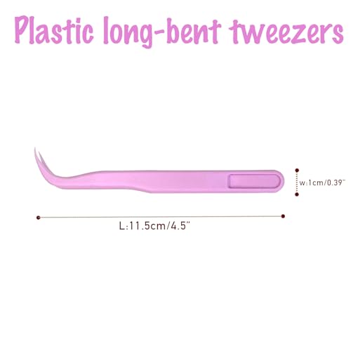 12 Pack 4.5 inches Plastic Tweezers for Kids Crafts for DIY Jewelry Making, beads bracelets, Baking Decoration, Reptile Feeding, Disposable Eyelashes Stickers Tweezers Bulk - color: Pink