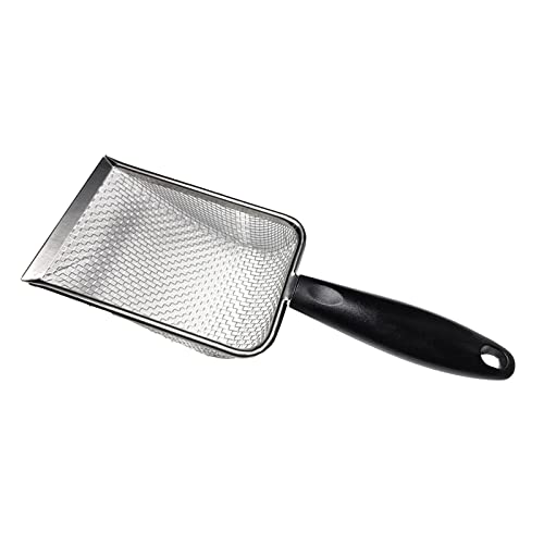 Reptiles Stainless Steel Sand Scoops Metal Shovel Sifter Fine Mesh Terrarium Substrates Waste Extractor Corner Litter Screening Sifting Trowel for Snake