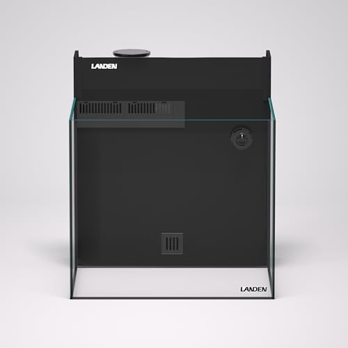 LANDEN EzCube 45K Rimless AIO Marine Aquarium Tank Kit with Rear Filter and Protein Skimmer, 14.5 Gal Saltwater Cube Fish Tank for Reef Coral Setup, W17.7×D17.7×H15.7 in (45×45×40cm) - size: 45 cm