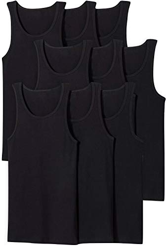 ToBeInStyle Men's Slim Fit Cotton Blend Solid Color Scoop Neck Tank Tops - color: 9-pack: Black, size: Large