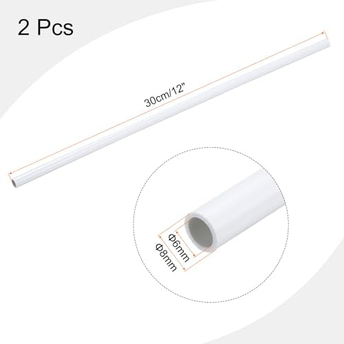 MECCANIXITY 2Pcs 0.31 Inch PVC Rigid Tube Round Pipe 6mm ID 8mm OD 12" High Impact for Water Pipe, Aquarium, Fish Tank, Greenhouse Garden, White - color: White, size: 6mm x 8mm