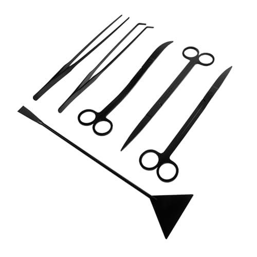 POPETPOP 1 Set Stainless Steel Fish Tank Maintenance Tools for Easy Aquascaping Trimming and Precise Plant Care Includes Scissors Tweezers Spatula