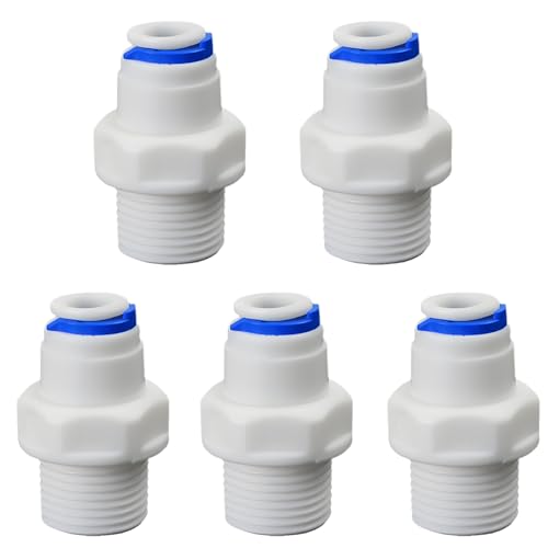 3/8"M to 1/4" Tube Push-Fit Adapter | Quick-connect adapter for RO reverse osmosis water filter systems, beverage dispensers & water purifiers. - size: 3/8"MPT to 1/4" QC Straight Adapter