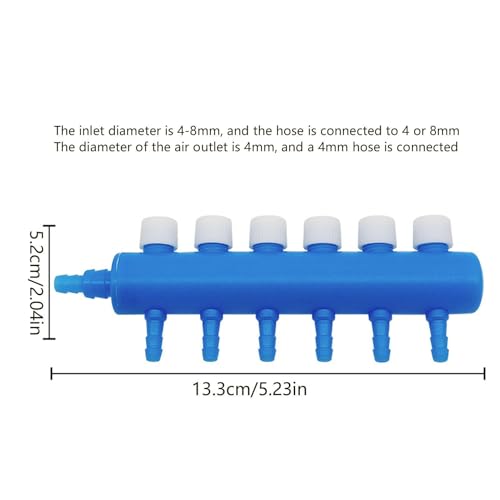 Aquarium Air Tubing Valves – Air Pump Splitter Control, Adjustable Lever Distributor | Airline Tube Connectors Fittings For Fish Tank Bubblers, Aquatic Systems, Airs Flow Management And Oxygen Supply - color: 6 heads